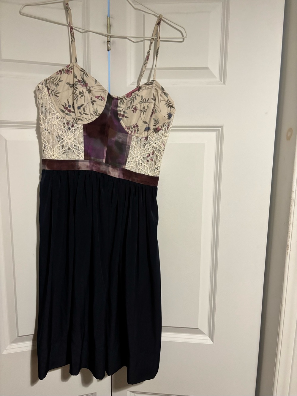 Cream Floral Lace pattern & Navy Sundress